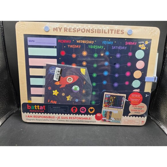 Battat Education Magnetic Responsibility Chart With 92 Pieces & Dry Erase Marker - Picture 1 of 7